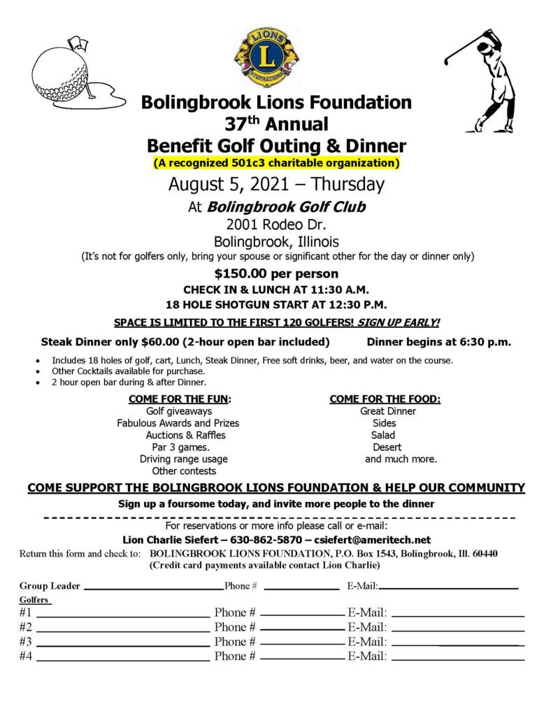 Calendar of Events Bolingbrook Lions Club